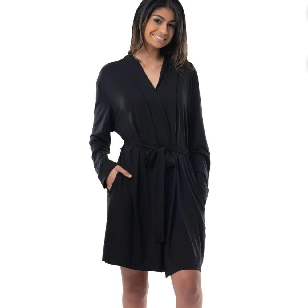Fruit Of The Loom Black Long Sleeve Robe Sz L